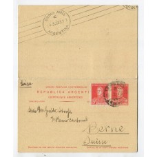 ARGENTINA ENTERO POSTAL GJ TAR-60 TARJETA POSTAL CIRCULADA CON SU RESPUESTA CORRECTAMENTE CIRCULADA MUY RARA U$ 100